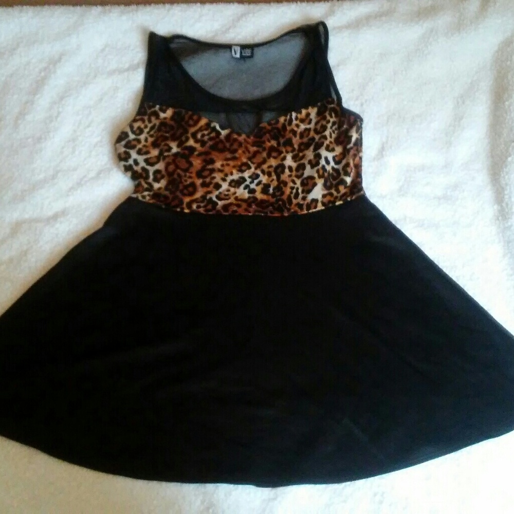 Plus size skater skirt dress with mesh top